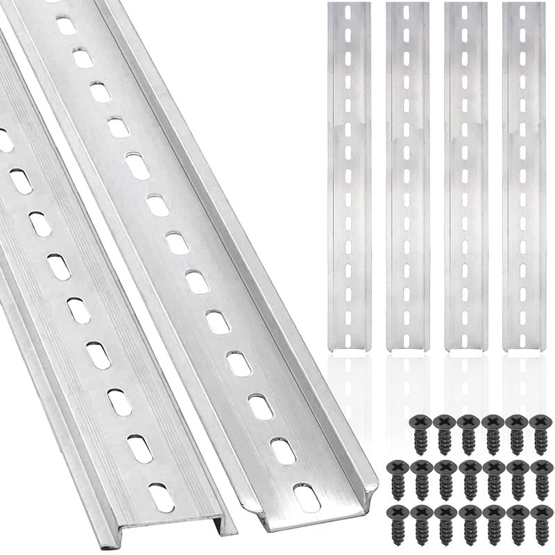 DKARDU Din Rail Slotted 35mm Aluminum, 6 PCS Clamp DIN Rails, with Mounting Screws, 12 Inches 30 CM Long, 35mm Wide, 7.5mm High for Terminal Block Relay - Image 1